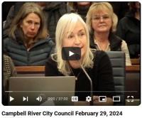 Screen capture youtube video Cambell River delegation on HPOA, Feb 29.
